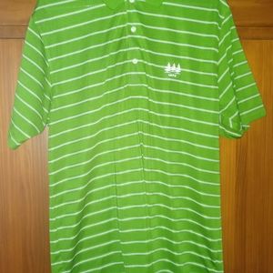Page & Tuttle Cool Swing XL Golf Shirt Green W/White  Stipes